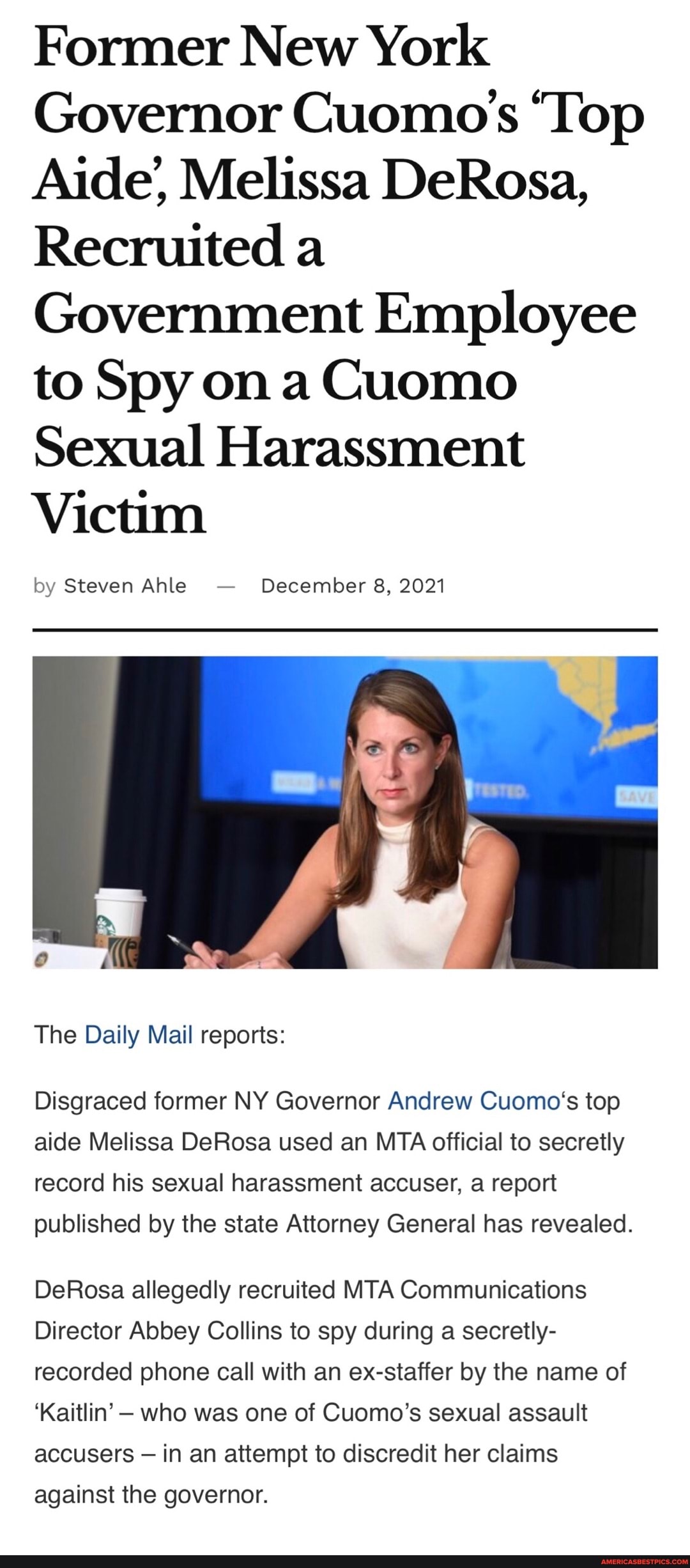 Former New York Governor Cuomos Top Aide Melissa Derosa Recruited A Government Employee To 