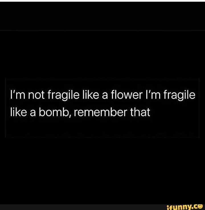 I'm not fragile like a flower I'm fragile like a bomb, remember that