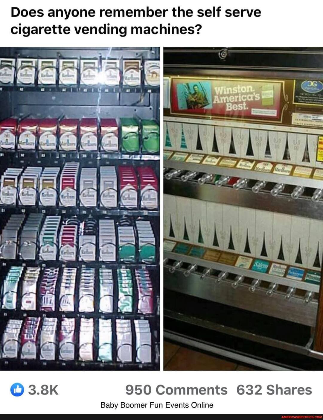 Does anyone remember the self serve cigarette vending machines?
3.8K 950 Comments 632 Shares
by Boomer Fun Events Online