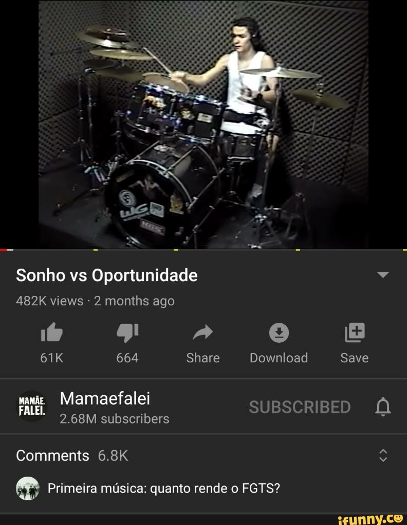Sonho vs Oportunidade E
61K 664 Share Download Save
e Primeira música: quanto rende o FGTS?
