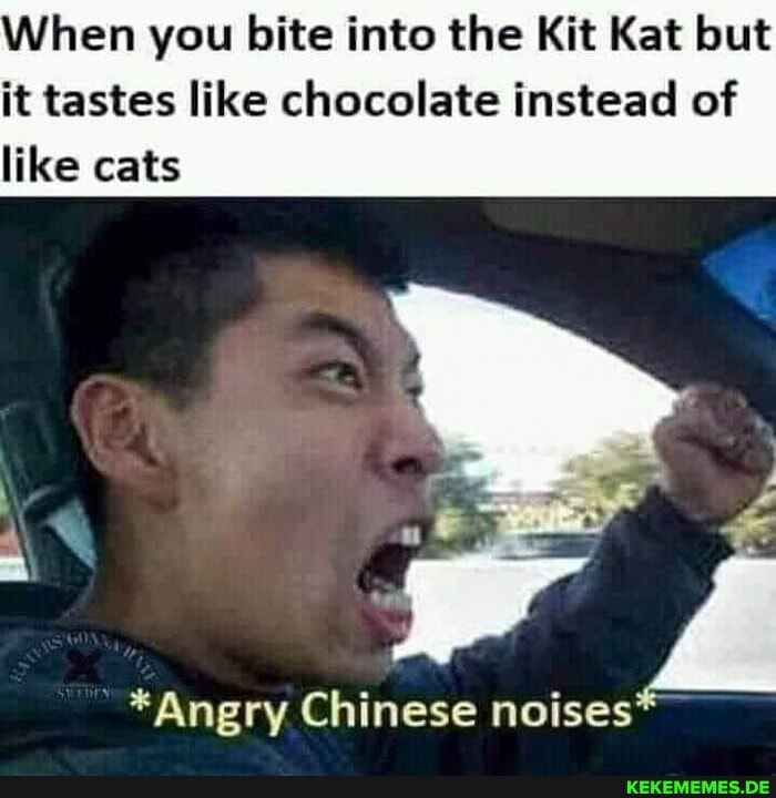 When you bite into the Kit Kat but it tastes like chocolate instead of like cats
*Angry Chinese noises