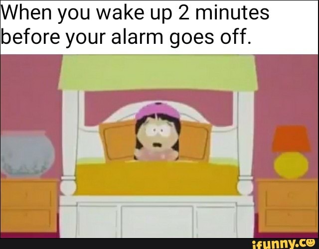 Hen you wake up 2 minutes before your alarm goes off. iFunny