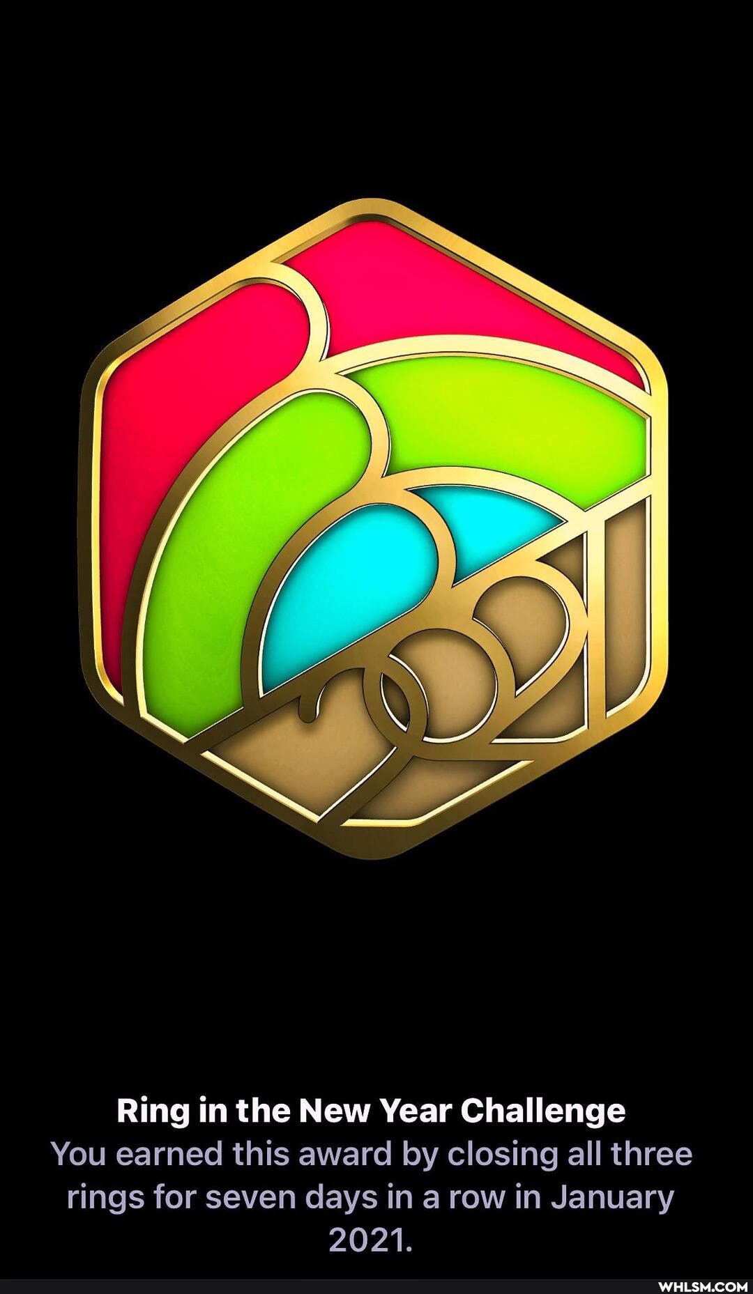 Ring in the New Year Challenge
You earned this award by closing all three rings for seven days in a row in January
2021.