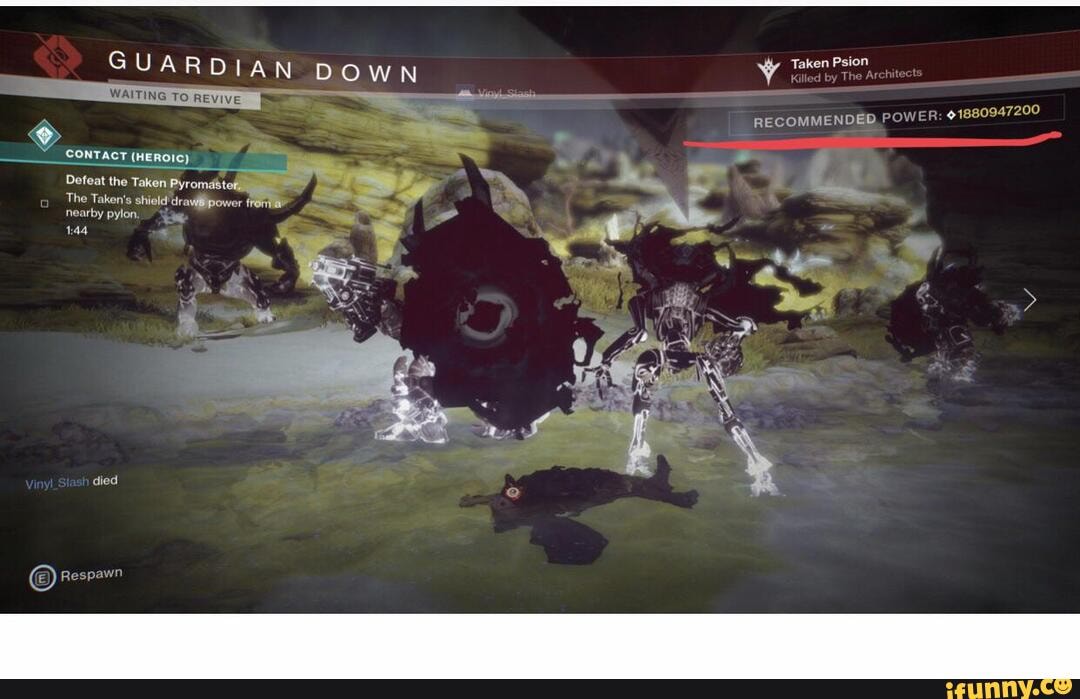 Taken Psion by The Ar
RECOMMENDED P:
OWER: 1880947200
Defeat the Taken Pyromast
The Taken's shield
'dray
nearby pylon, Power
died
Pesrawn