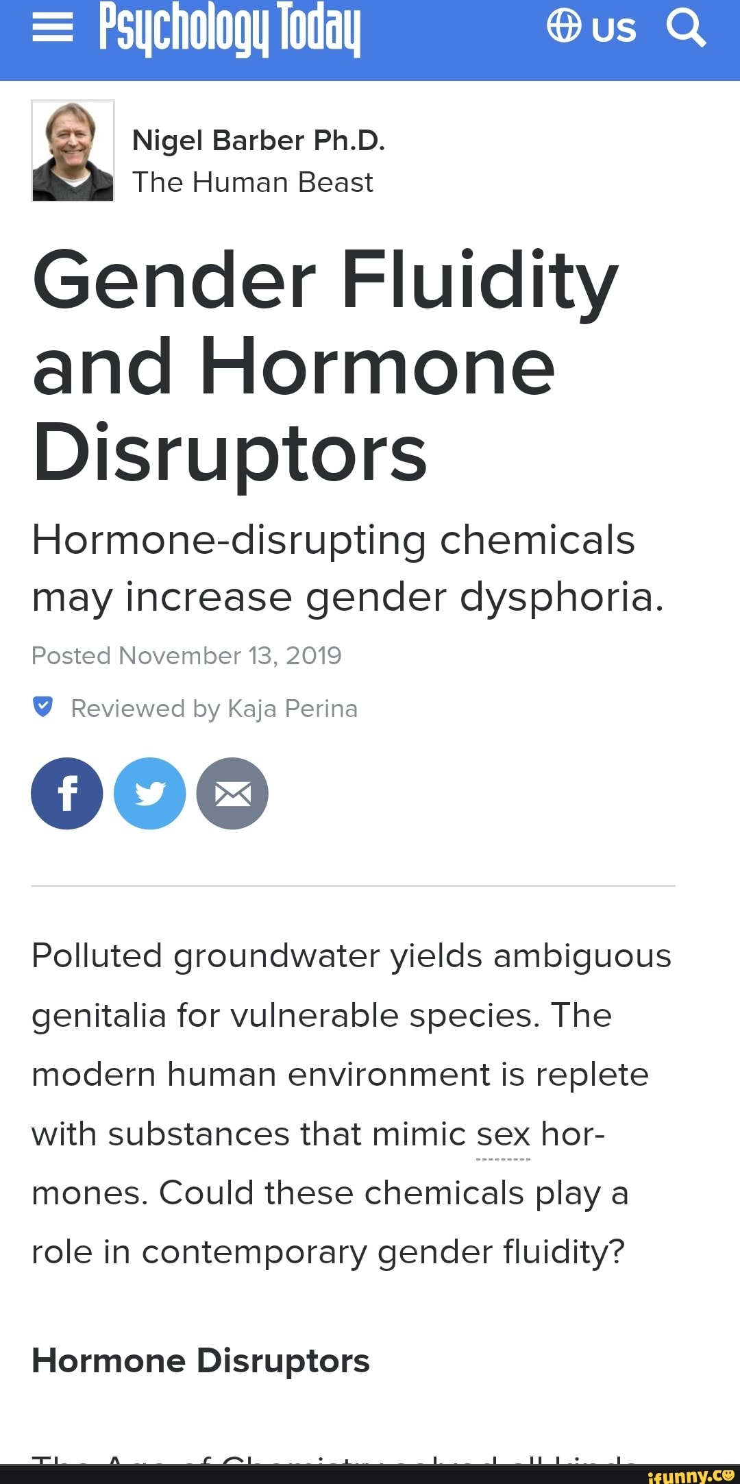 = Psychology loday us Q Nigel Barber Ph.D. am The Human Beast Gender