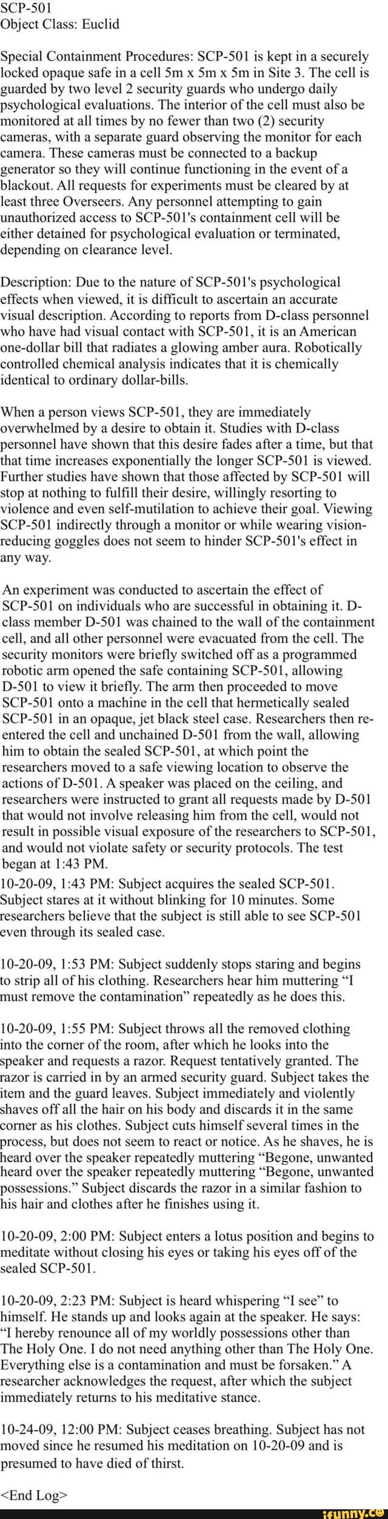 SCP-SOI Object Class: Euclid Special Containment Procedures: SCP-SOI is ...