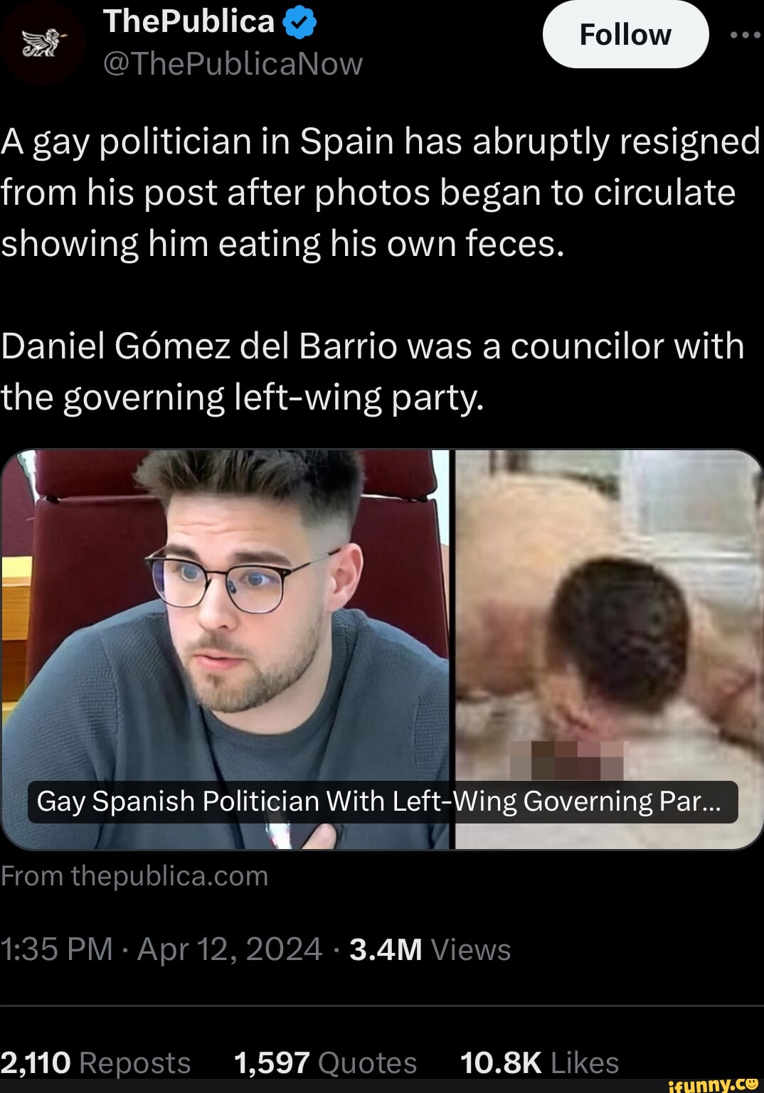 Follow ThePublica@ @ThePublicaNow A gay politician in Spain has abruptly  resigned from his post after photos