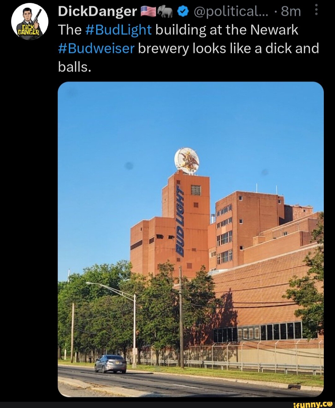 DickDanger political... The BudLight building at the Newark 