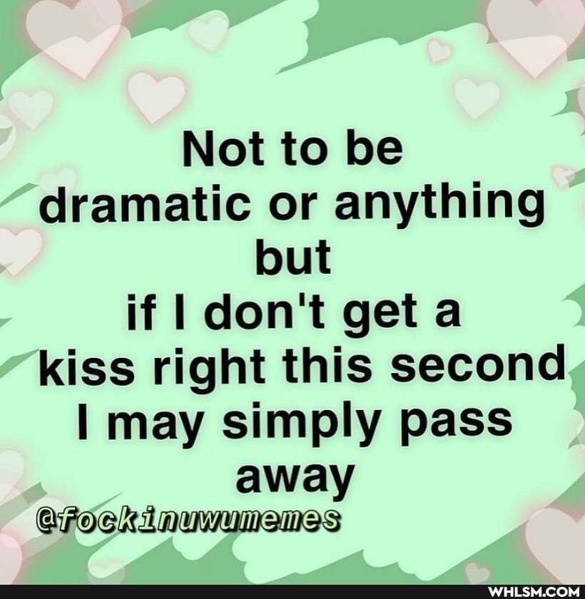 Not to be dramatic or anything but if I don't get a kiss right this second may simply pass away