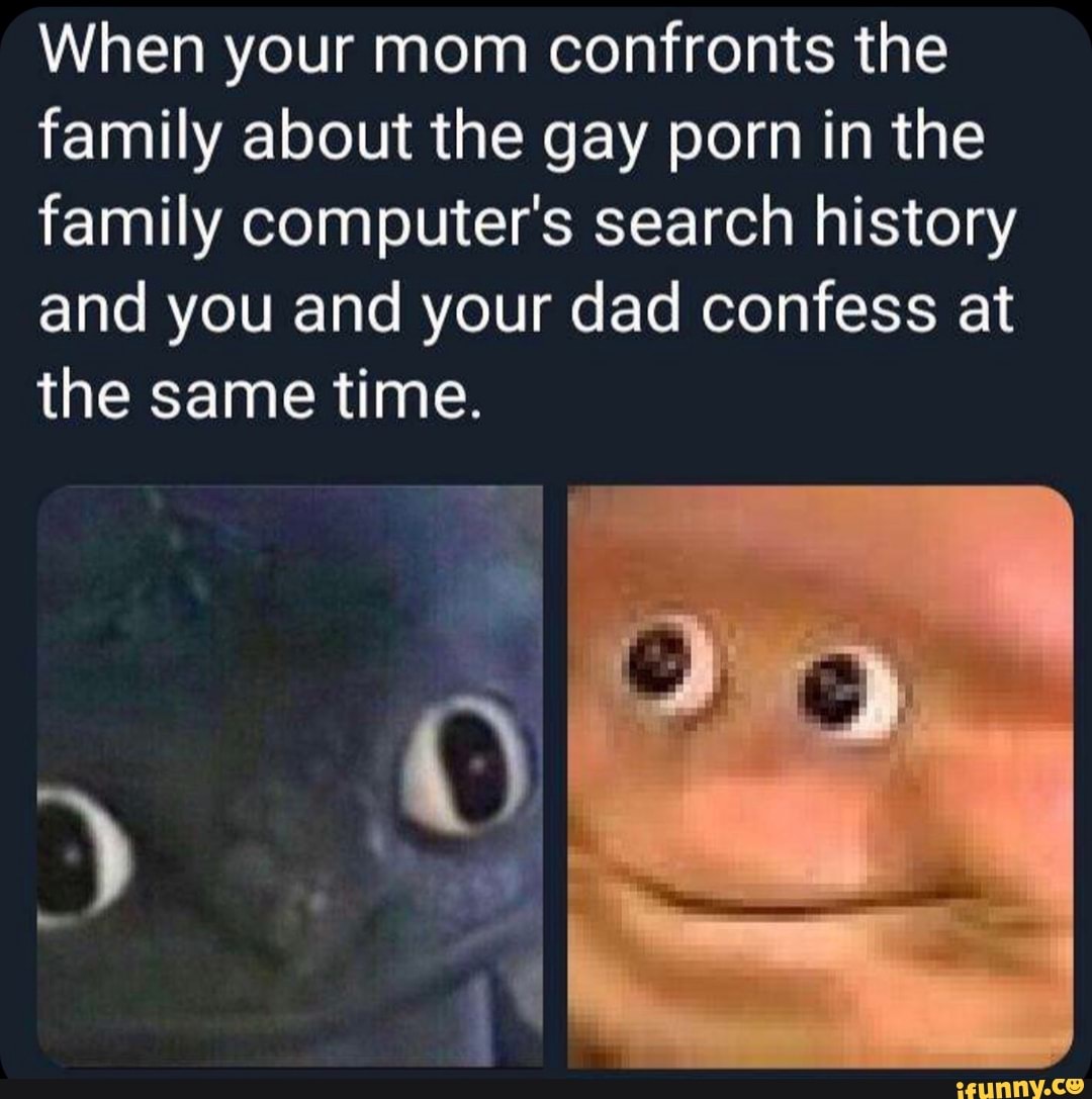 Gay Mom Porn - When your mom confronts the family about the gay porn in the family  computer's search history and you and your dad confess at the same time. -  iFunny