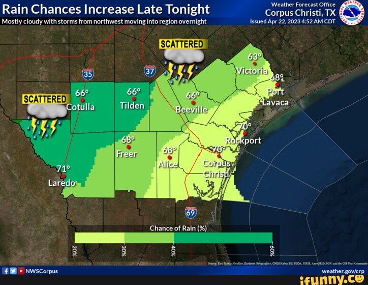 Rain Chances Increase Late Tonight Mostly cloudy with storms from