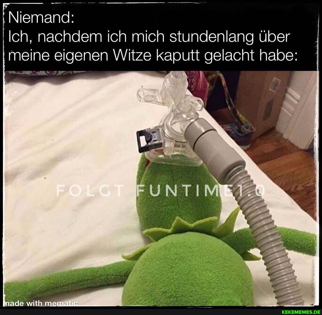 Niemand:
Ich, nachdem ich mich stundenlang über meine eigenen Witze kaputt gelacht habe: