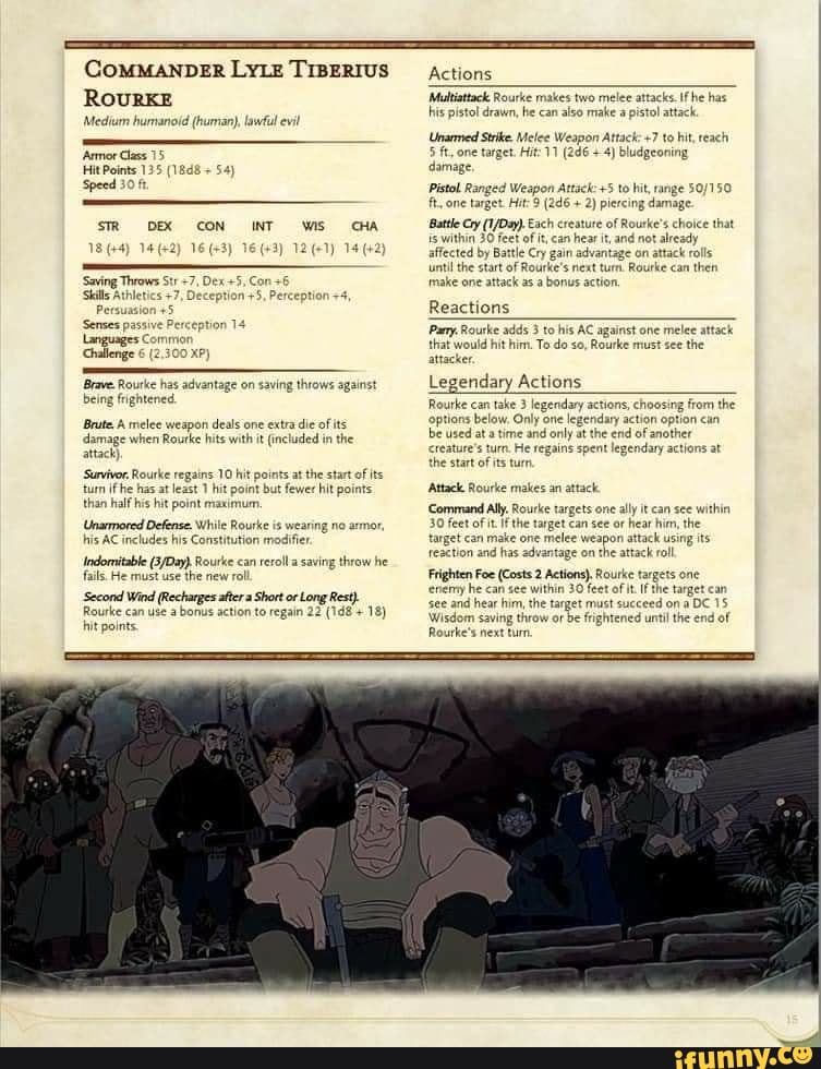 COMMANDER LYLE TIBERIUS ROURKE 'Medium humanoid (human), lawful evil ...