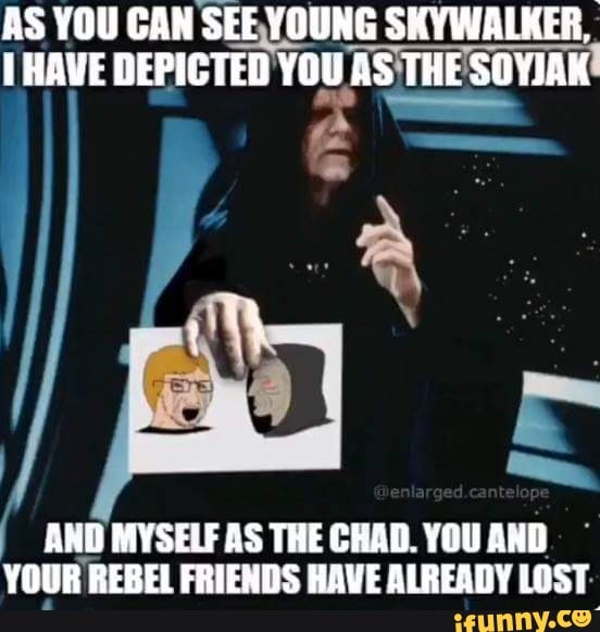 As You Can See Young Skywalker Have Depicted You As The Soyjak And Myself As The Chad You And Your Rebel Friends Have Already Lost