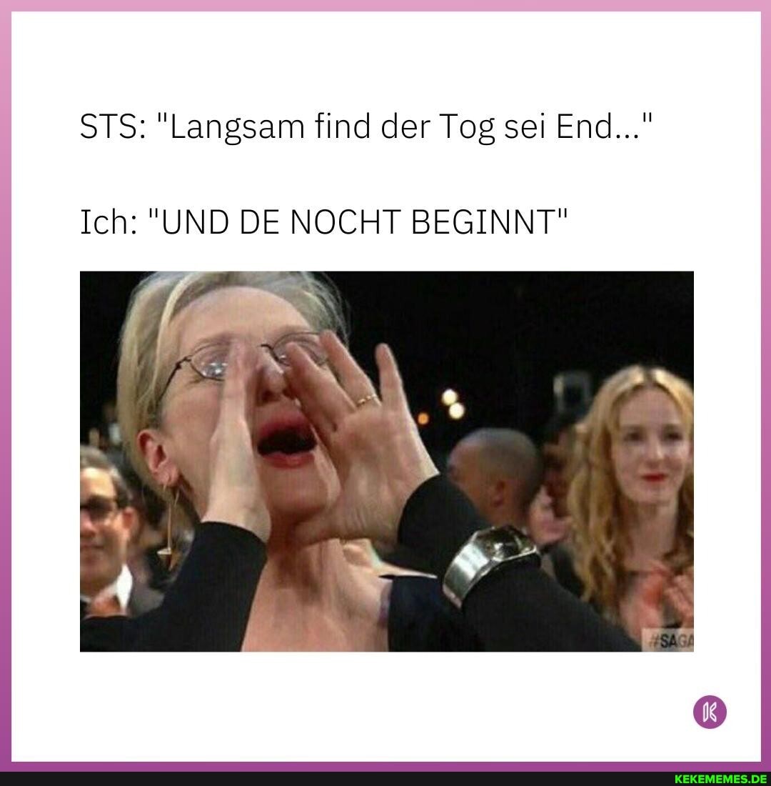 STS: "Langsam find der Tog sei End..."
Ich: "UND DE NOCHT BEGINNT"