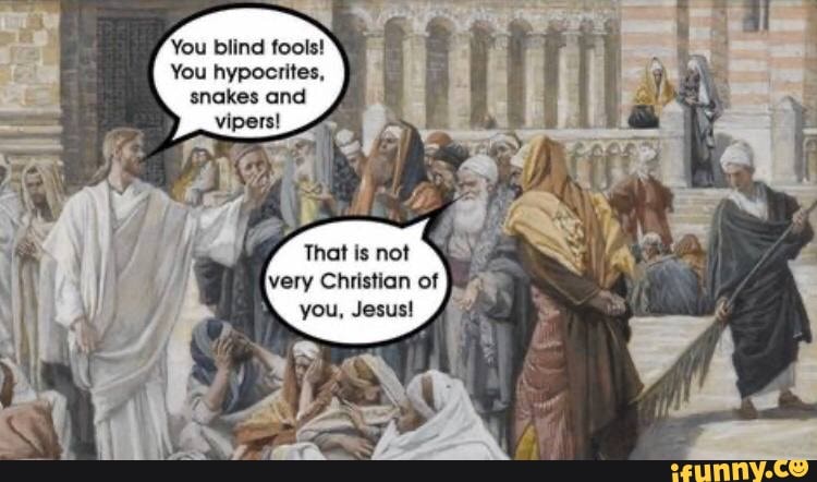 You blind fools'
You hypocrites, snakes and
