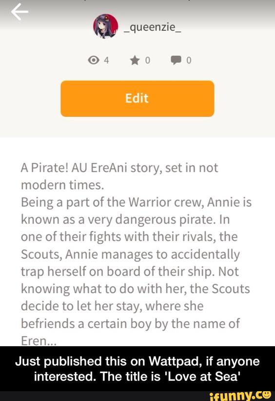 Just published this on Wattpad, if anyone
interested. The title is 'Love at Sea' - Just published this on Wattpad, if anyone interested. The title is 'Love at Sea'