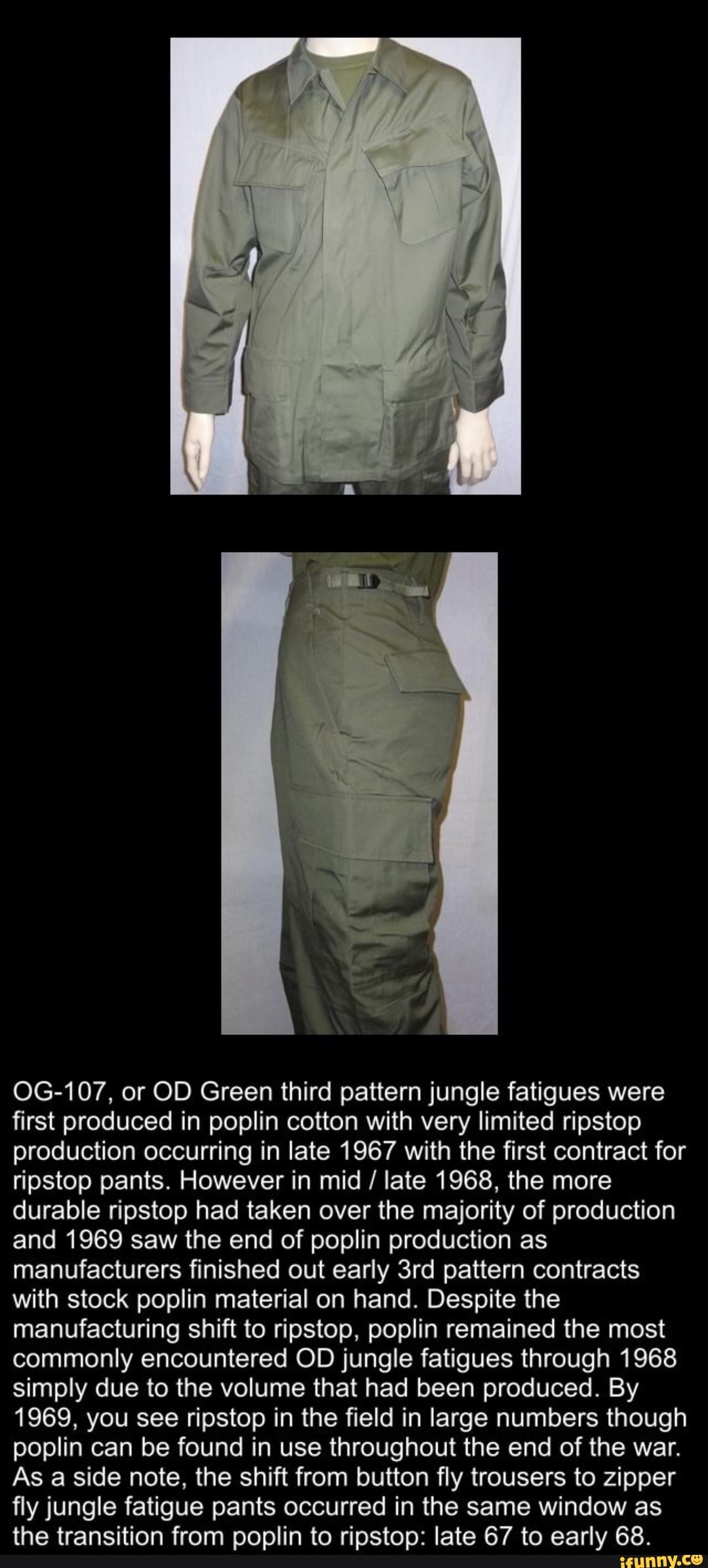 OG-107, or OD Green third pattern jungle fatigues were first produced ...