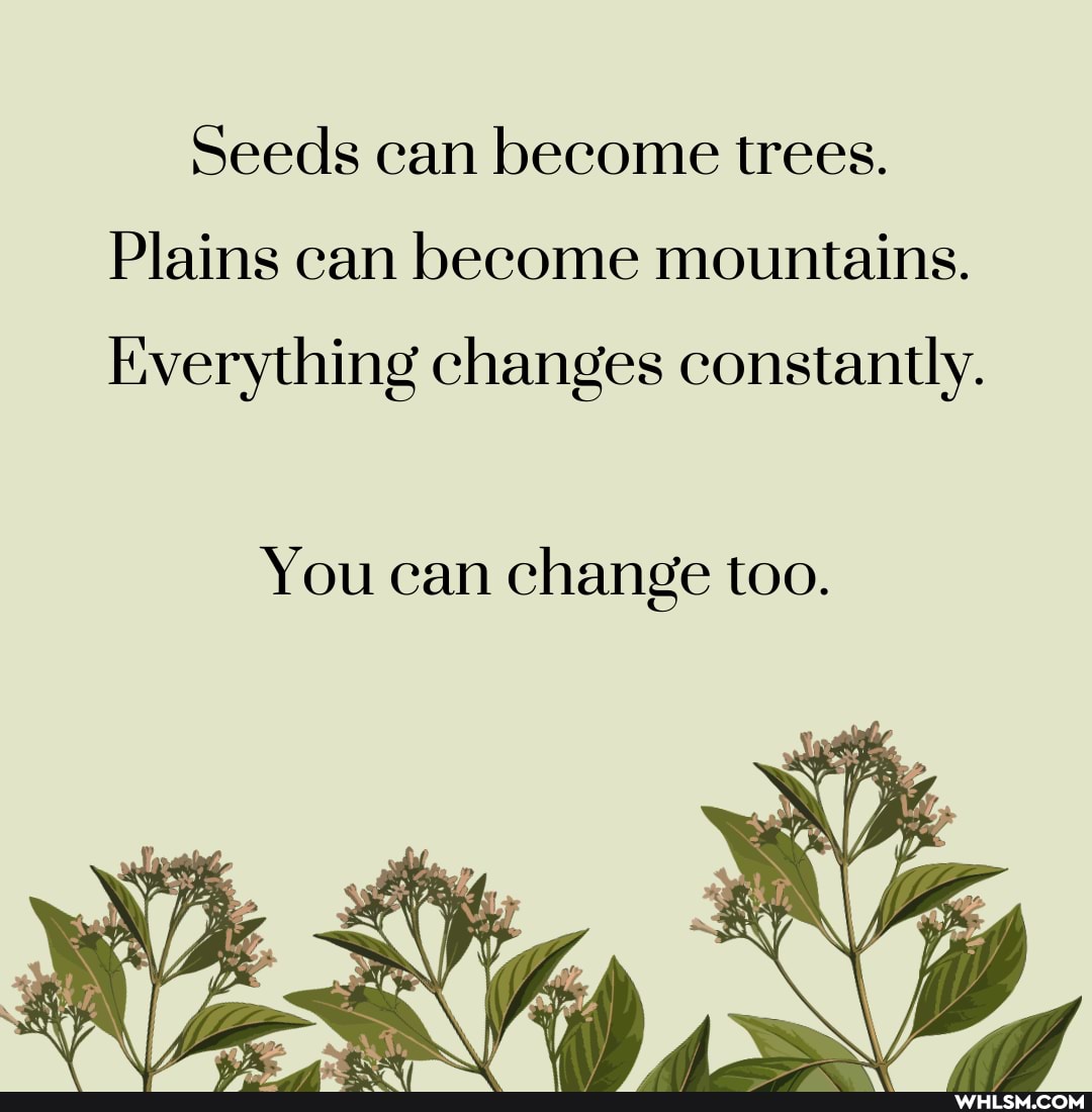 Seeds can become trees.
Plains can become mountains.
Everything changes constantly.
You can change too.