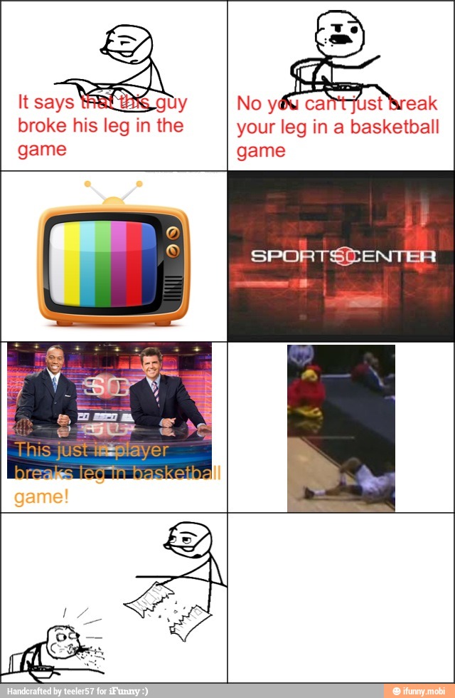 your leg in a basketball
game