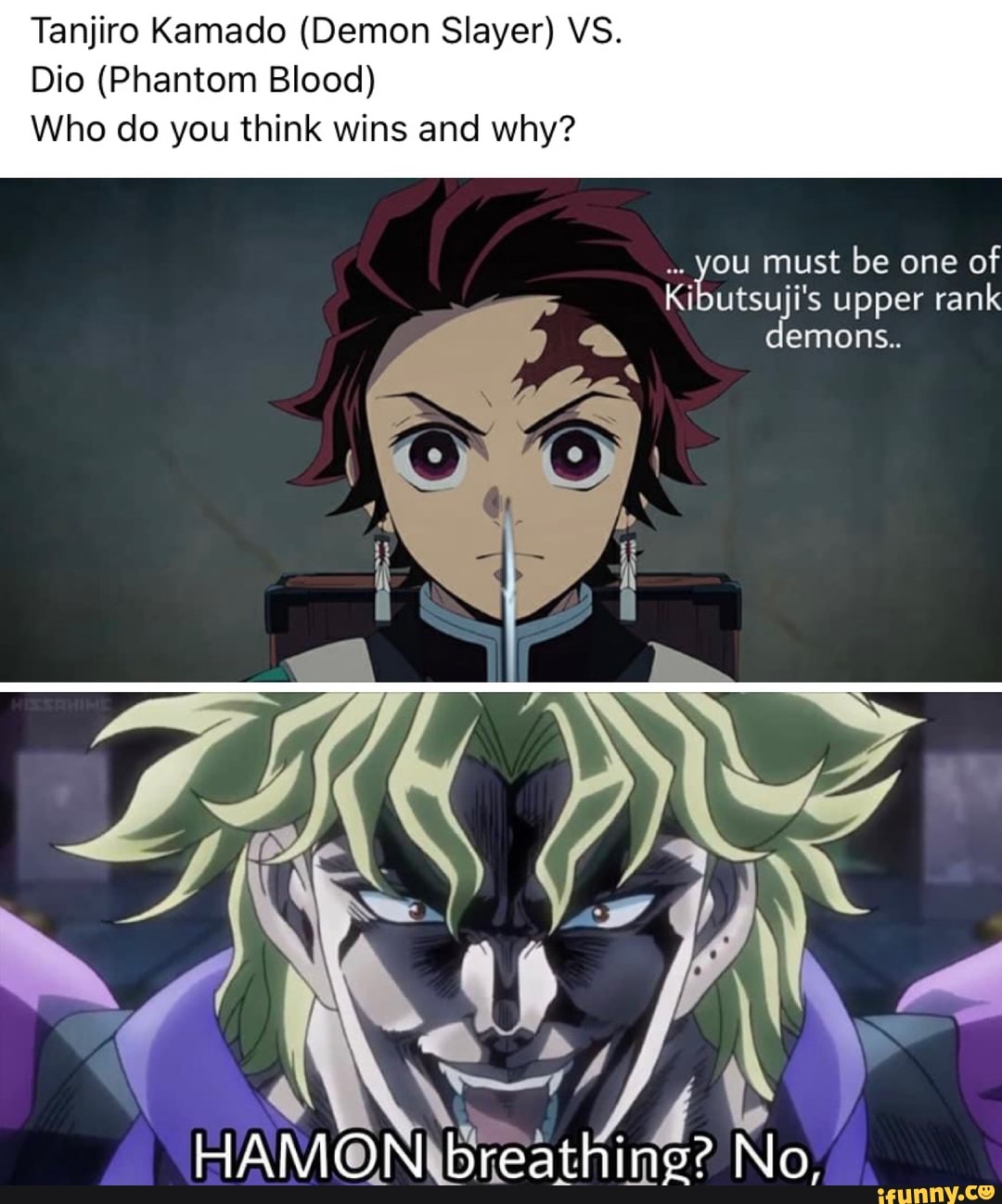 Tanjiro Kamado (demon Slayer) Vs. Dio (phantom Blood) Who Do You Think 