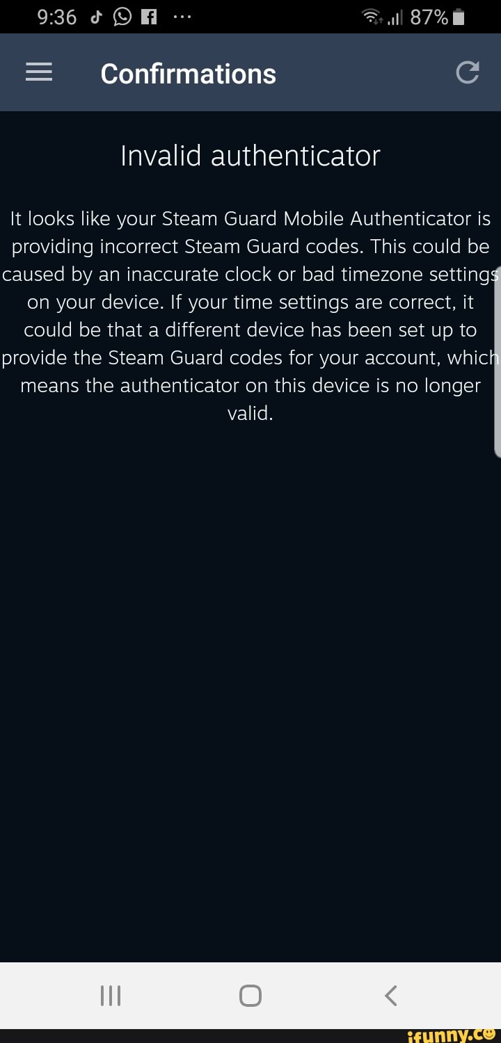 Not code sending authenticator steam Steam Mobile