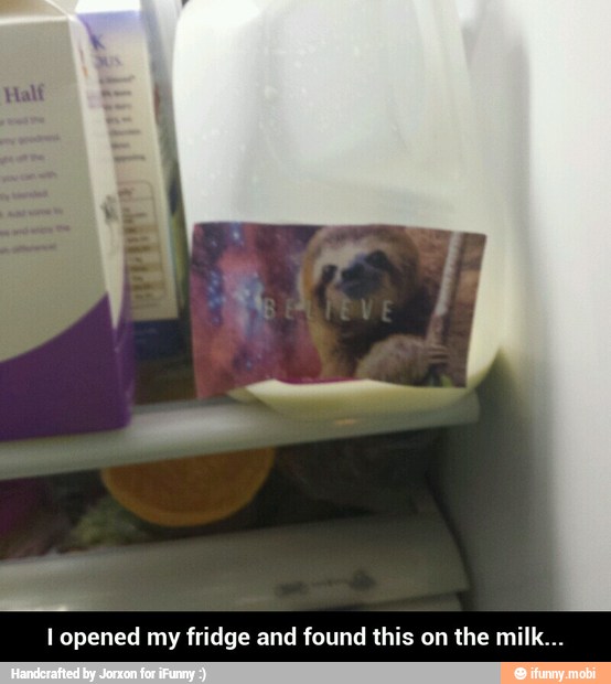 Mm
l opened my fridge and found this on the milk... - I opened my fridge and found this on the milk...