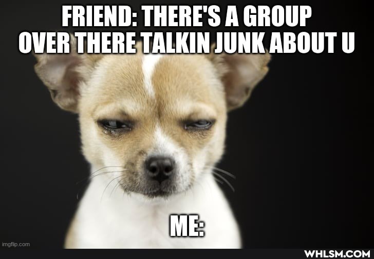 FRIEND: THERE'S A GROUP OVER THERE TALKIN JUNK ABOUT U
wt
