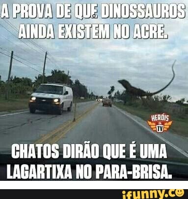 A PROVAIDE UE, DINOSSAUROS
CHATOS DIRÃO QUE É UMA =
LAGARTIXA NO PARA-BRISA.