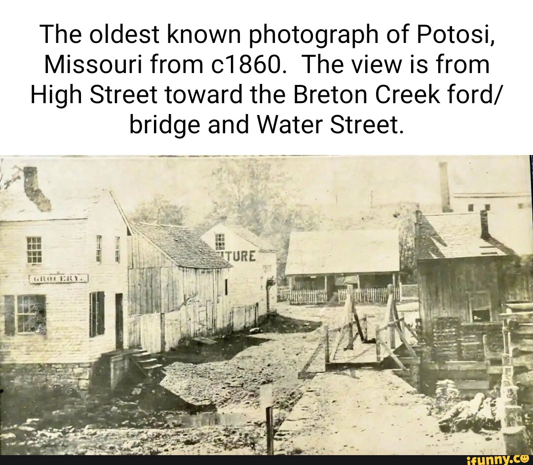 The oldest known photograph of Potosi, Missouri from c1860. The view is