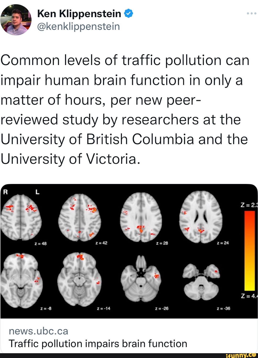 Ken Klippenstein Common levels of traffic pollution can impair human ...