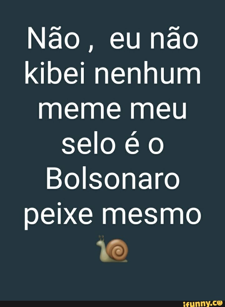 Não, eu não kibei nenhum meme meu selo é o
Bolsonaro peixe mesmo