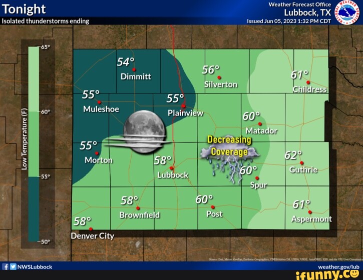 'Weather Forecast Office Tonight Lubbock, TX Isolated thunderstorms