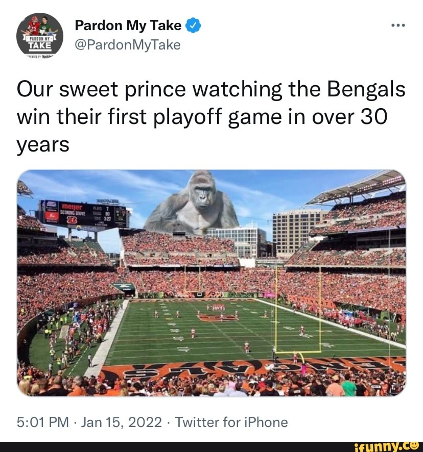 Pardon My Take - Our sweet prince watching the Bengals make it to their  first AFC championship game since 1988