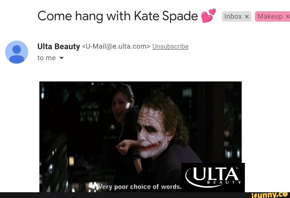Come hang with Kate Spade Inbox Makeup Ulta Beauty Unsubscribe tome v