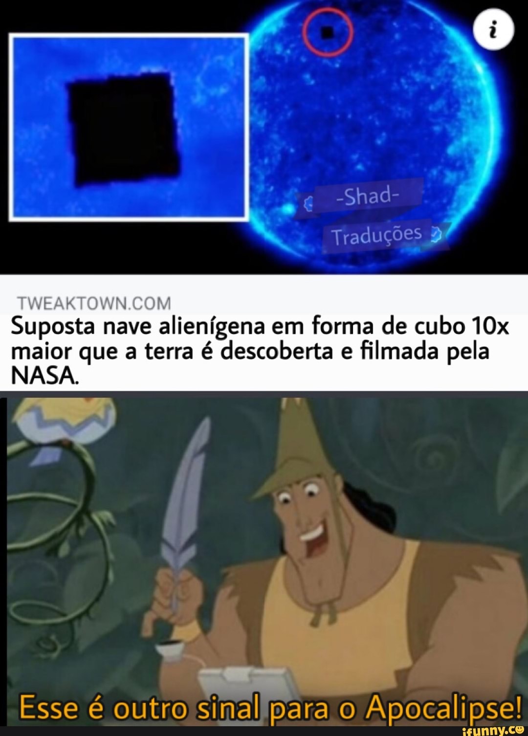 TWEAKTOWN.COM
Suposta nave
alienígena em
forma de cubo 10x
maior que a terra é descoberta e
filmada pela
NASA.