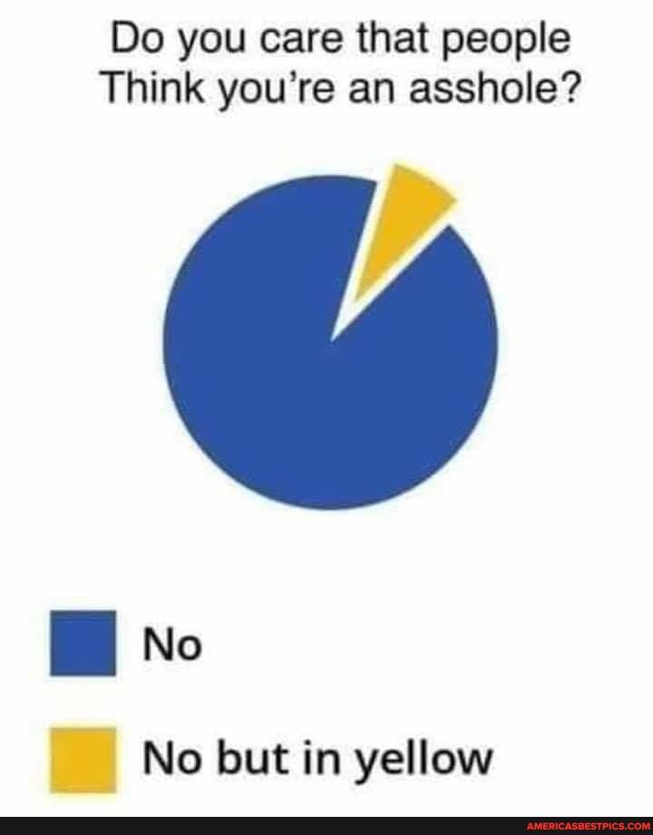 Do you care that people
Think you're an asshole?
No
No but in yellow