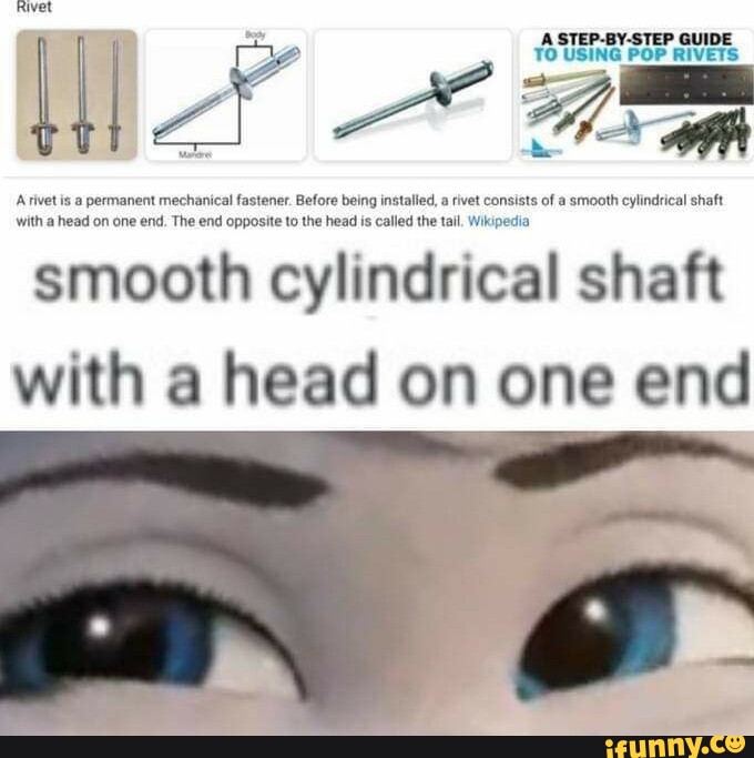 Rivet is a permanent mechanical fastener. Before being installed, a ...