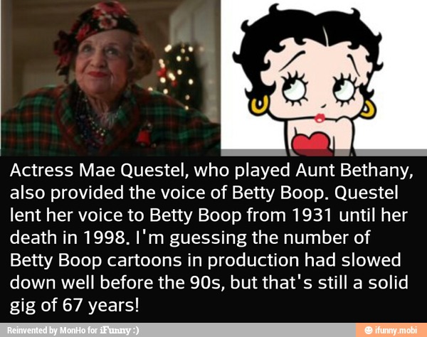 Actress Mae Questel Who Played Aunt Bethany Also Provided The Voice Of Betty Boop Questel 