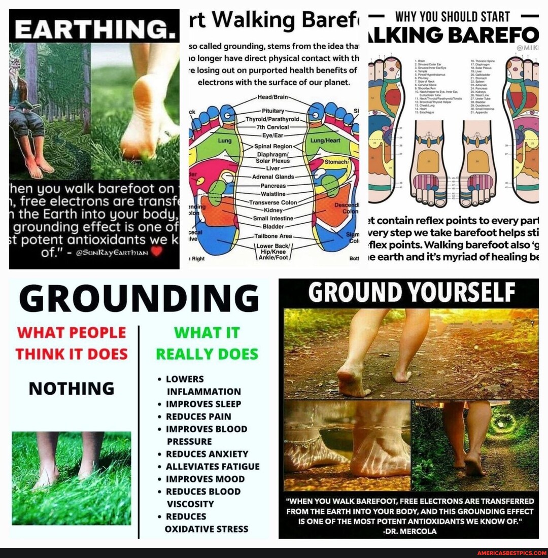 EARTHING. hen you walk barefoot on . free electrons are transf the