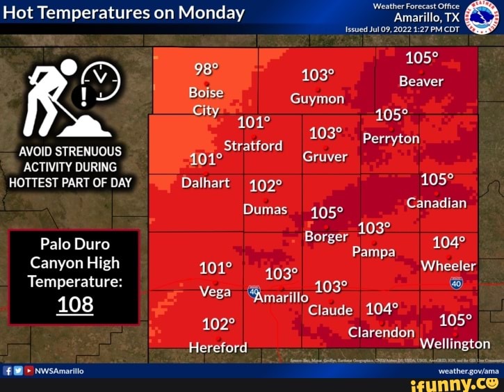 Hot Temperatures on Monday IL AVOID STRENUOUS ACTIVITY DURING HOTTEST