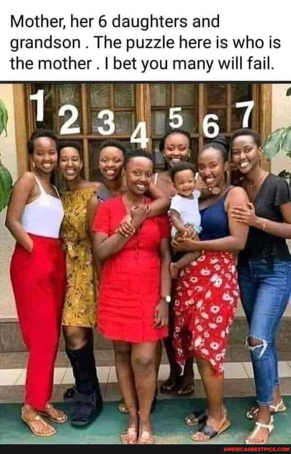 Mother, her 6 daughters and grandson The puzzle here is who is the mother . I bet you many will fail.
Ala
