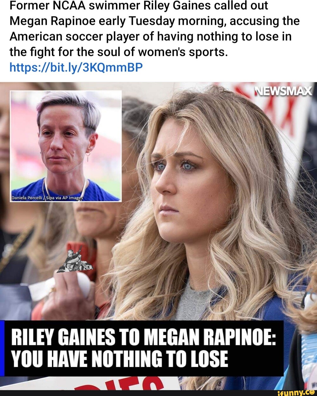 Former NCAA swimmer Riley Gaines called out Megan Rapinoe early Tuesday ...