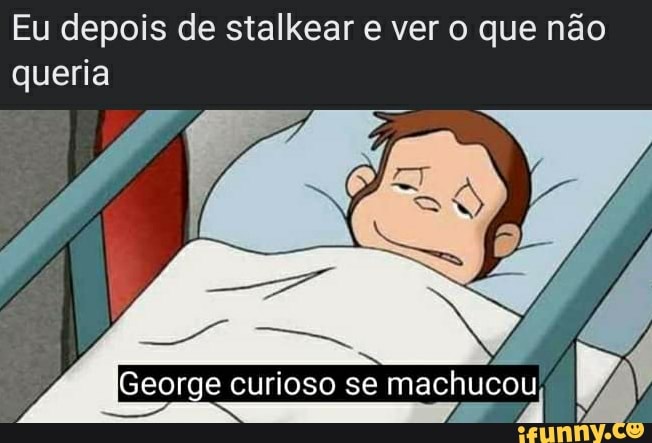 Eu depois de stalkear e ver o que não
queria
George curioso se machu curioso curioso se machucou