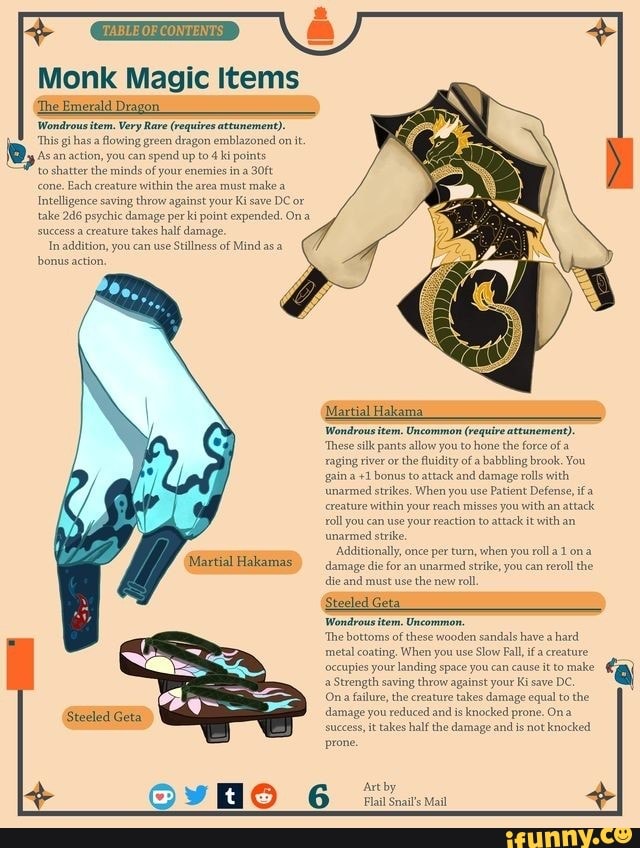 Monk Magic Items The Emerald Dragon. Martial Hakama idrous item