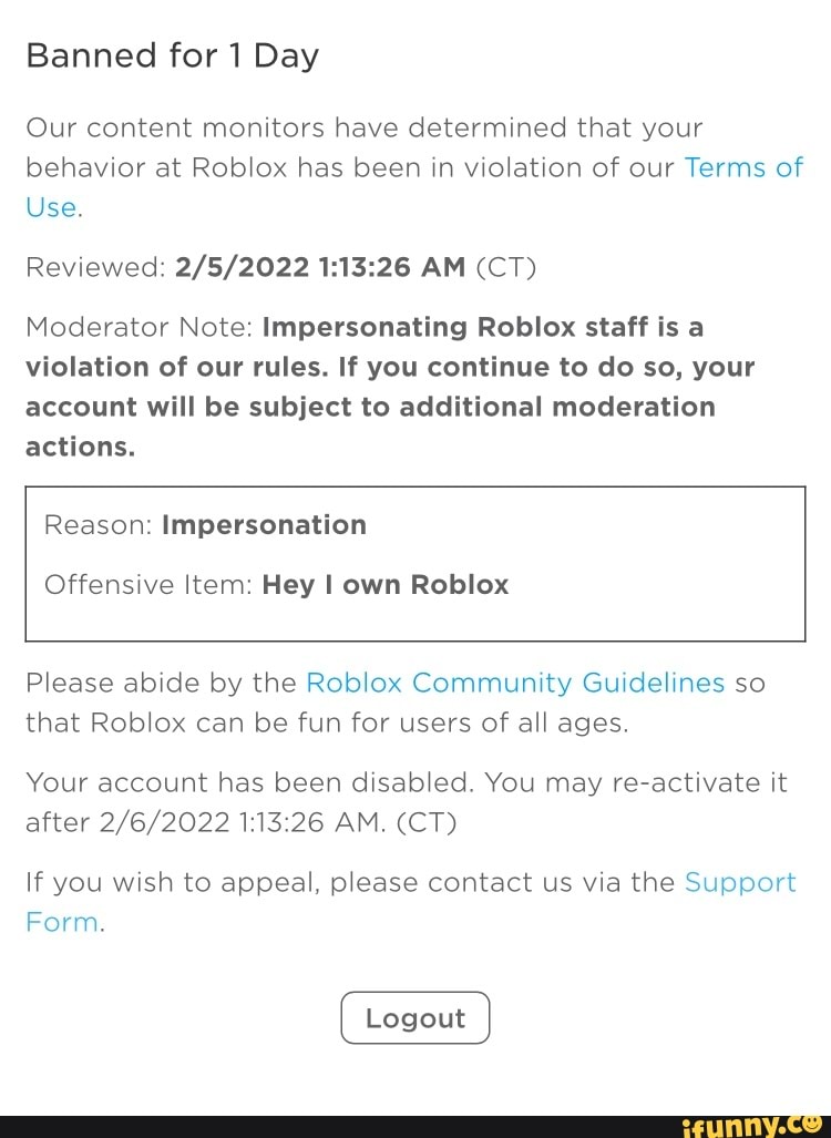 Eis que o ifunny chefe entra pra moderação do roblox: Moderator