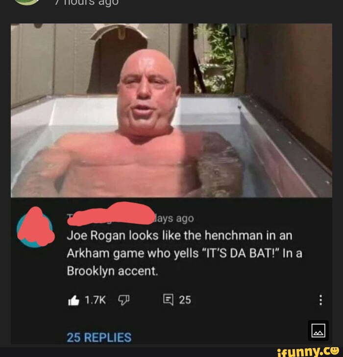 Joe Rogan looks like the henchmen in an Arkham game who yells "IT'S DA
