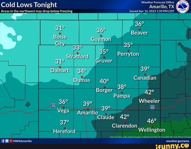 Weather Forecast Office Cold Lows Tonight Amarillo, Areas in the northwest may drop below