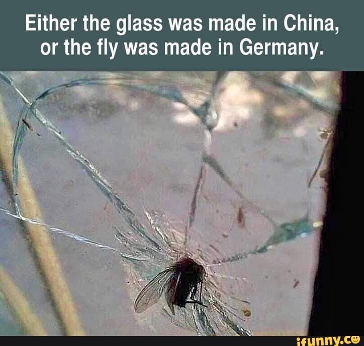 Either the glass was made in China, or the fly was made in Germany.