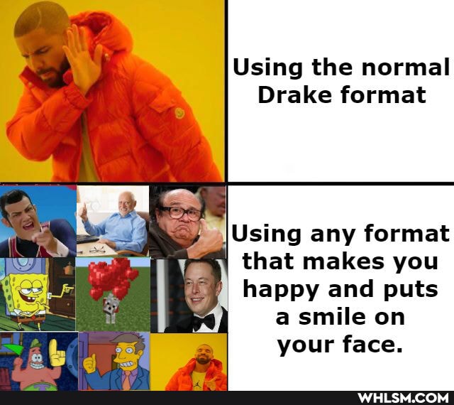 Using the normal
Drake format
Using any format that makes you happy and puts
a smile on your face.